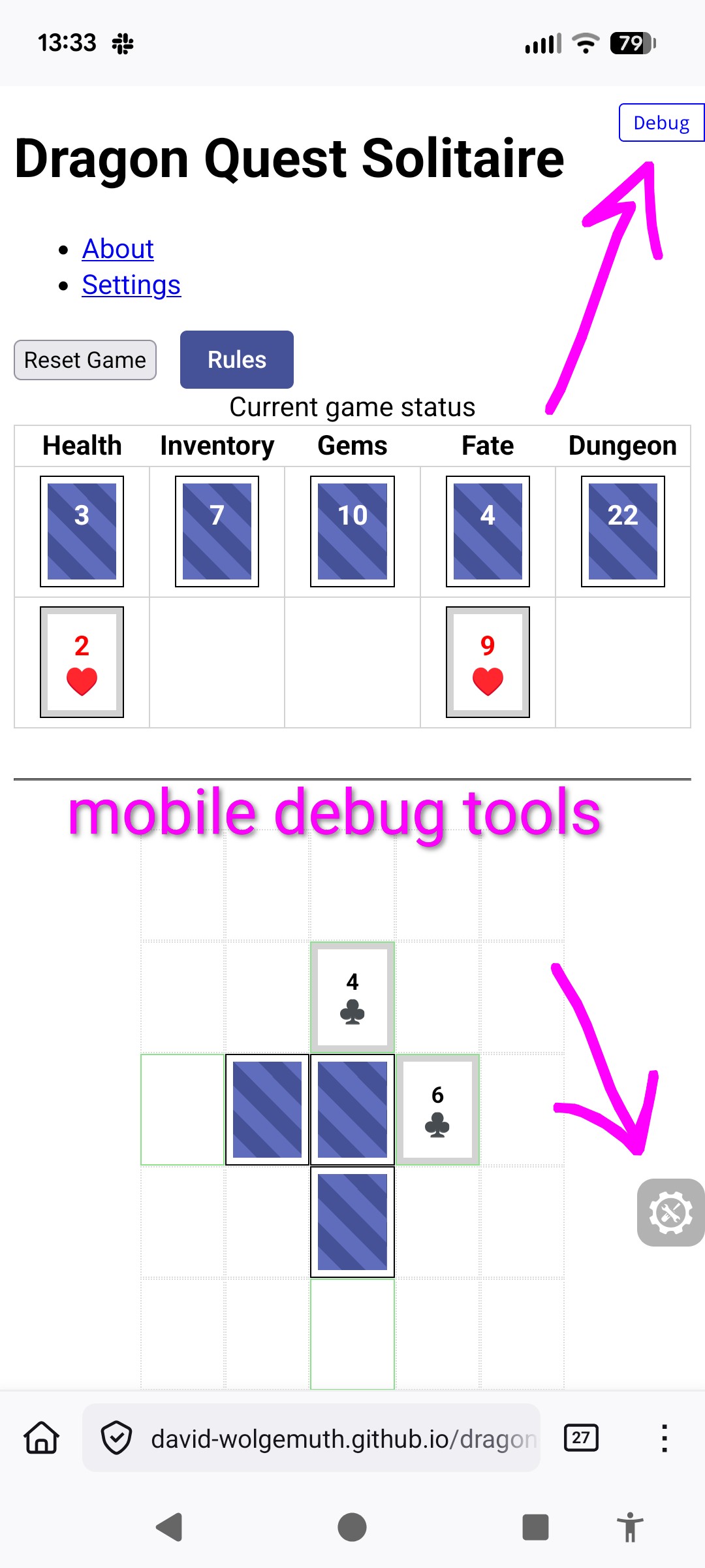 Mobile debugging screenshot showing JavaScript errors