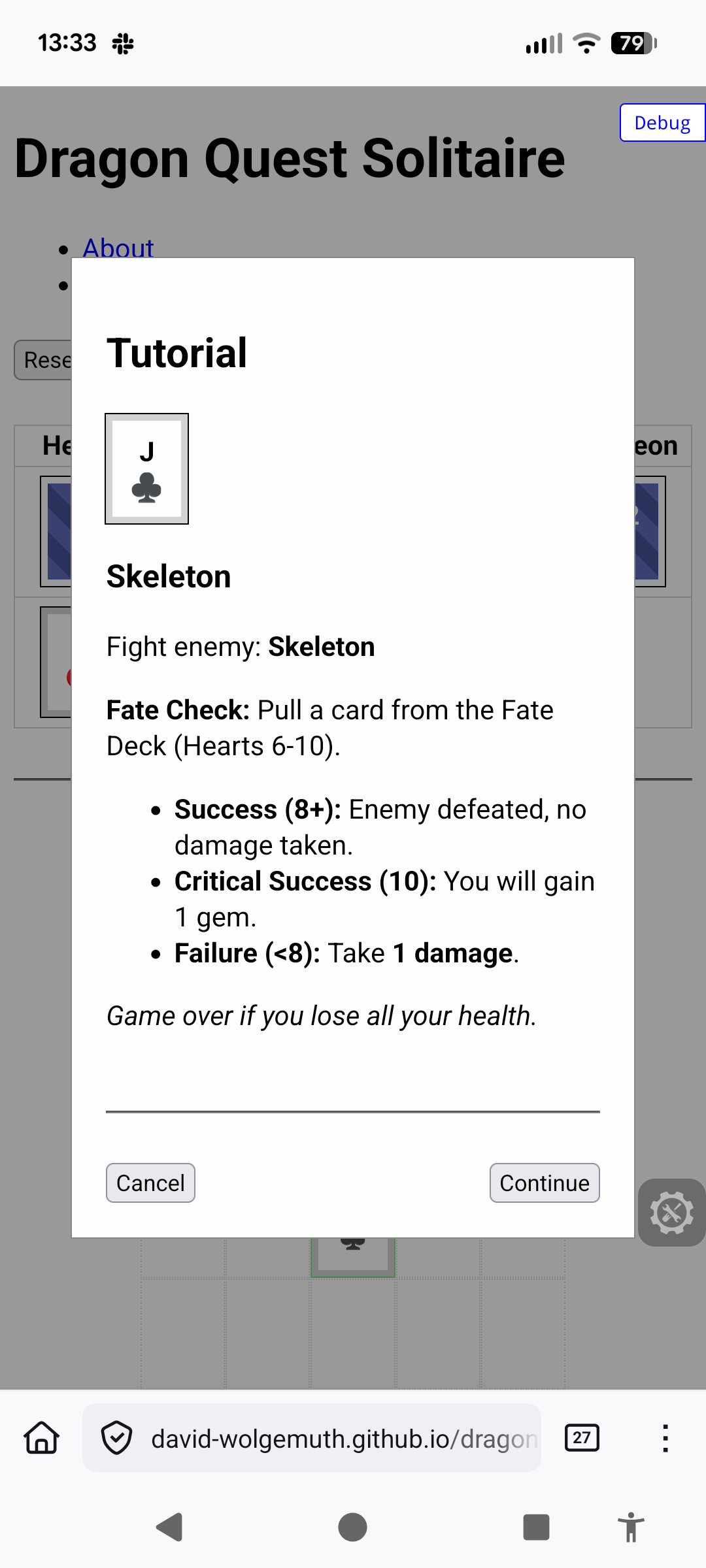 Tutorial feature in the game